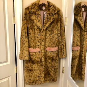 Shrimps Claude Leopard Print Faux Fur Coat
